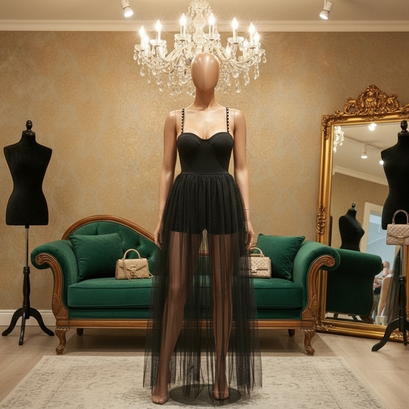 TULLE SHORTS JUMPSUIT - Picture 5 of 6